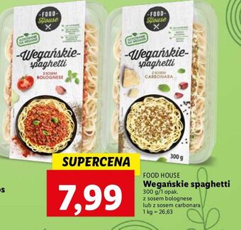 Lidl Wegańskie spagetti z sosem bolognese Food House oferta