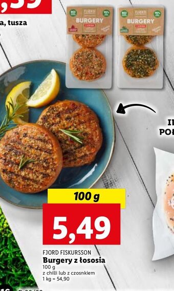 Lidl Burgery z łososia czosnkiem Fjord Fiskursson oferta