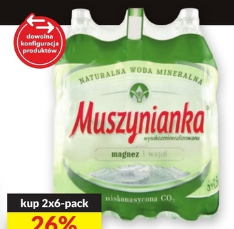 Twój Market Muszynianka Naturalna woda mineralna wysokozmineralizowana niskonasycona CO2 6 x 1,5 l oferta