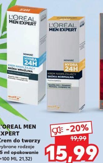 Kaufland Krem nawilżający skóra wrażliwa L'oreal Men Expert Hydra 24H oferta