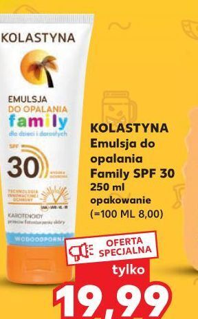 Kaufland Emulsja do opalania spf 30 Kolastyna Family oferta