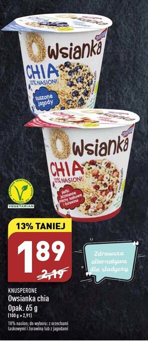 ALDI Owsianka malina i żurawina Knusperone oferta