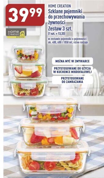 ALDI Pojemniki szklane 400 ml + 680 1.05 l Home Creation oferta