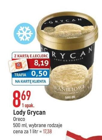 E.Leclerc Lody waniliowe Grycan oferta