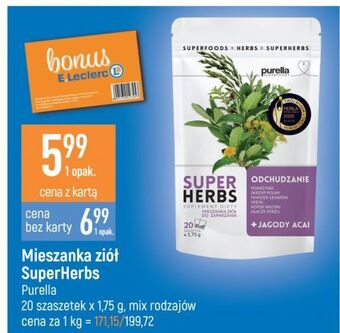 E.Leclerc Mieszanka ziołowa odchudzanie + jagody acai Purella Super Herbs oferta