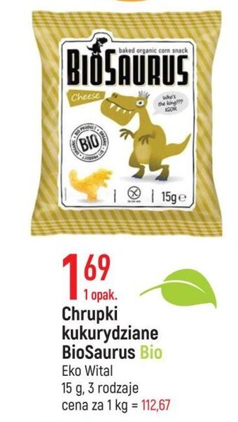 E.Leclerc Chrupki kukurydziane bezglutenowe ser Biosaurus oferta