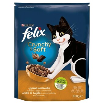 Kaufland Felix crunchy & soft sucha karma dla kotów z pyszną mieszanką kurczaka i indyka z warzywami 950 g oferta