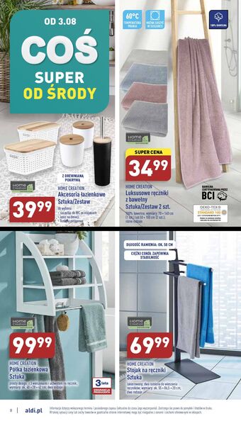 ALDI Ręcznik kąpielowy 50 x 100 cm home creation oferta