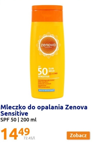 Action Mleczko do opalania zenova oferta