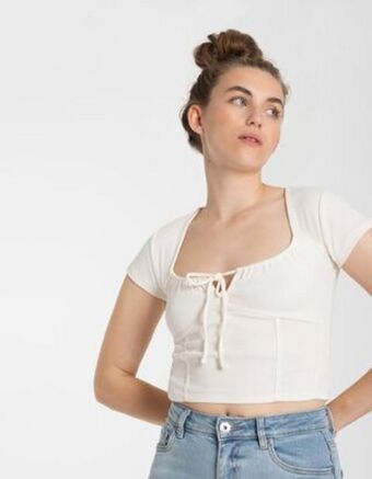 Takko Fashion Dział damski krótka koszulka - sznurowanie oferta