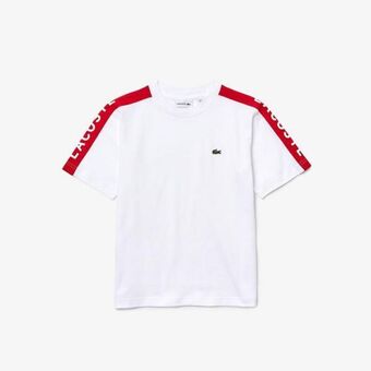 Lacoste Lacoste chłopięca koszulka bawełniana z napisami na z okrągłym dekoltem oferta