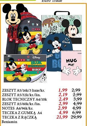 E.Leclerc Zeszyt a5 16k. 3 linie myszka mickey beniamin oferta