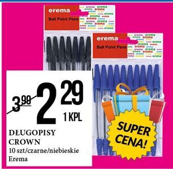 E.Leclerc Długopisy crown czarne erema oferta