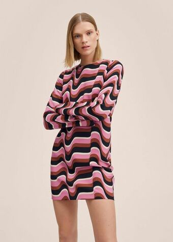 MANGO Wzorzysta sukienka retro oferta