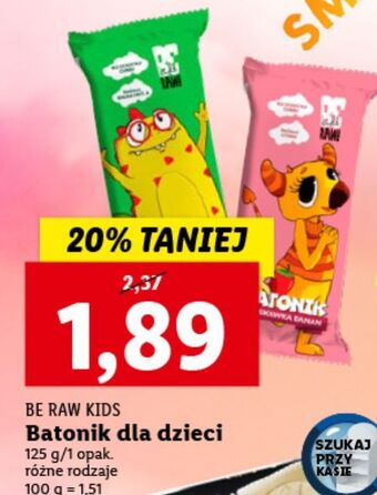 Lidl Batonik truskawka banan be raw! oferta