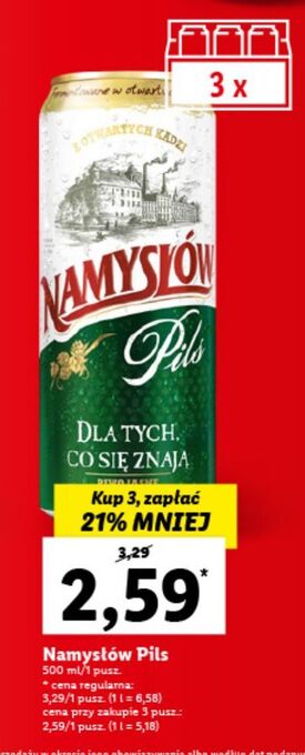 Lidl Piwo namysłów pils oferta