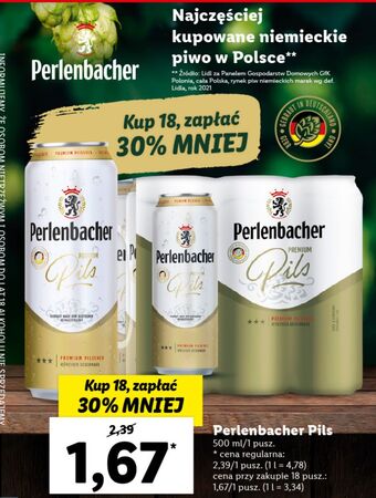Lidl Piwo perlenbacher premium pils oferta