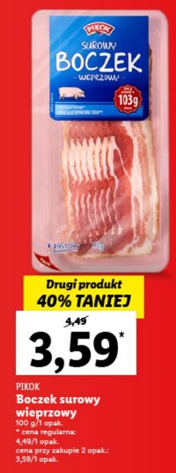 Lidl Boczek surowy w plastrach pikok oferta