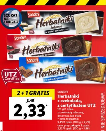 Lidl Herbatniki kakaowe w białej czekoladzie sondey oferta