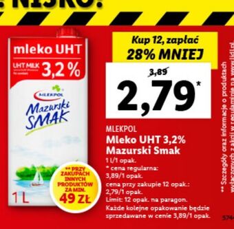 Lidl Mleko 3.2% mazurski smak oferta