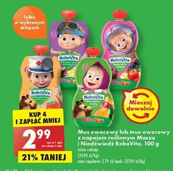 Biedronka Mus jagody i jabłka z bananami masha&bear bobovita oferta