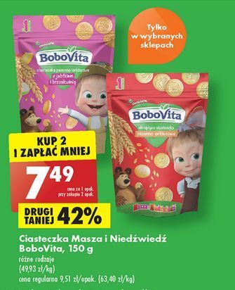 Biedronka Ciasteczka pszenno-orkiszowe masza i niedźwiedź bobovita oferta