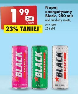 Biedronka Napój energetyczny zero sugar black energy oferta