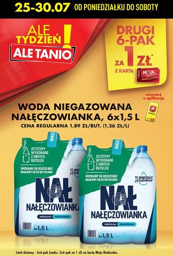 Biedronka Woda niegazowana nałęczowianka oferta