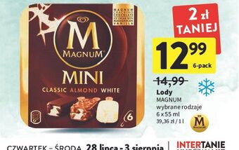 Intermarche Lód mini classic + almond white algida magnum oferta