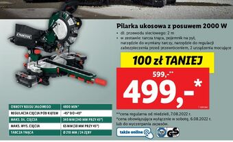 Lidl Pilarka ukosowa z laserem 2000 w parkside oferta