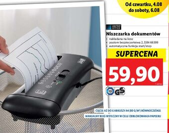 Lidl Niszczarka do dokumentów united office oferta
