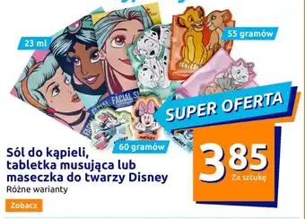 Action Sól do kąpieli, tabletka musująca lub maseczka do twarzy Disney 60 g oferta