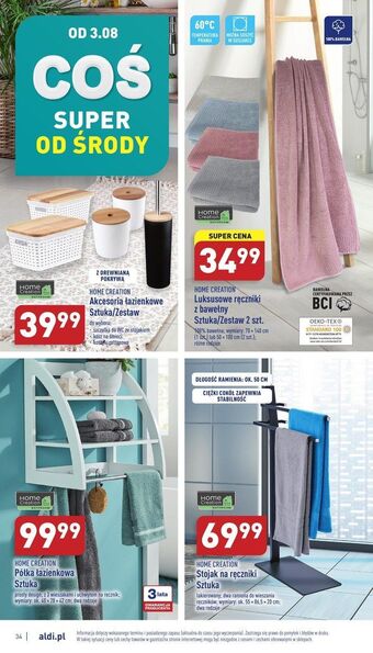 ALDI Ręczniki łazienkowe 50 x 100 cm home creation oferta