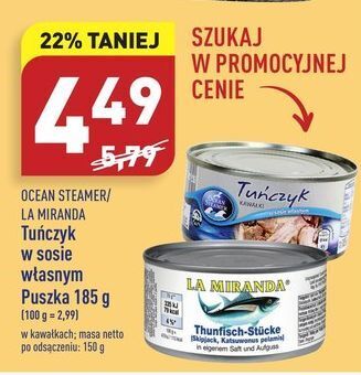 ALDI Tuńczyk w sosie własnym ocean steamer oferta