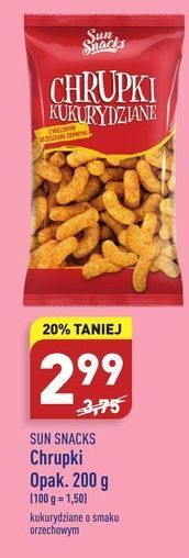 ALDI Chrupki kukurydziane orzechowe sun snack oferta