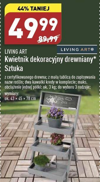 ALDI Kwietnik dekoracyjny drewniany living art oferta