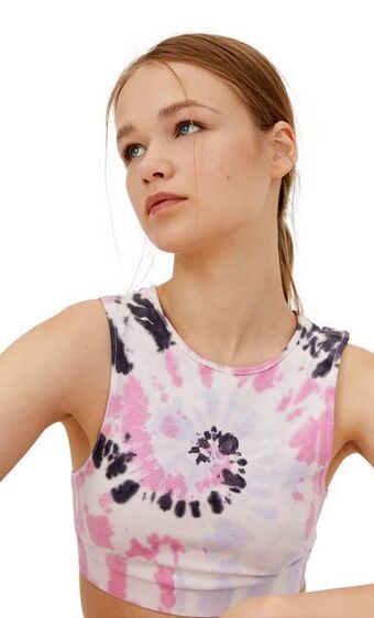 Stradivarius Biustonosz sportowy ze wzorem tie-dye oferta