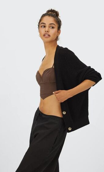 Stradivarius Kardigan basic z guzikami oferta