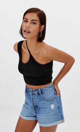 Stradivarius Asymetryczny bezszwowy top oferta