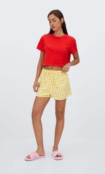 Stradivarius Spodenki od piżamy w kratkę vichy oferta