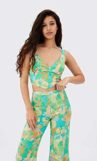 Stradivarius Gorsetowy top na szerokich ramiączkach oferta