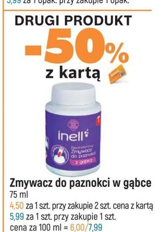E.Leclerc Zmywacz do paznokci bezacetonowy z gąbką wiodąca marka inell oferta