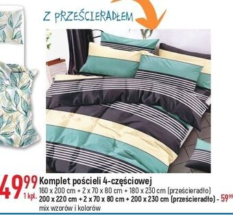 E.Leclerc Komplet pościeli bawełnianej 160 x 200 + 2 70 80 cm prześcieradło 180 230 oferta
