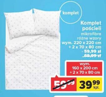 Carrefour Komplet pościeli z mikrofibry 160 x 200 xm + 2x 70 80 cm oferta
