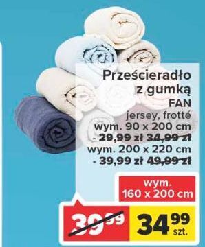 Carrefour Prześcieradło frotte z gumką 200 x 220 cm fan oferta
