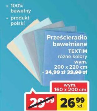 Carrefour Prześcieradło bawełniane 160 x 200 cm oferta