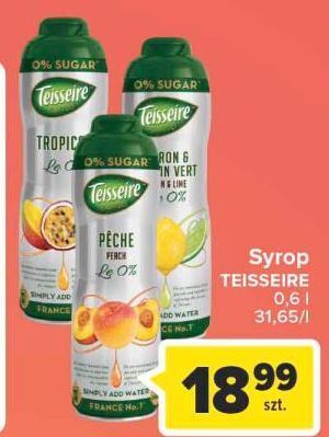 Carrefour Syrop peach zero cukru teisseire oferta
