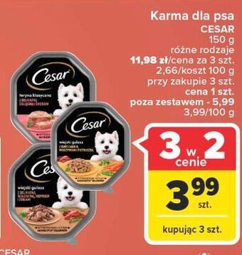 Carrefour Karma dla psa wiejski gulasz z delikatną wołowiną indykiem i ziołami cesar (karma) oferta