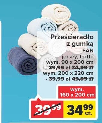 Carrefour Prześcieradło frotte z gumką 90 x 200 cm oferta