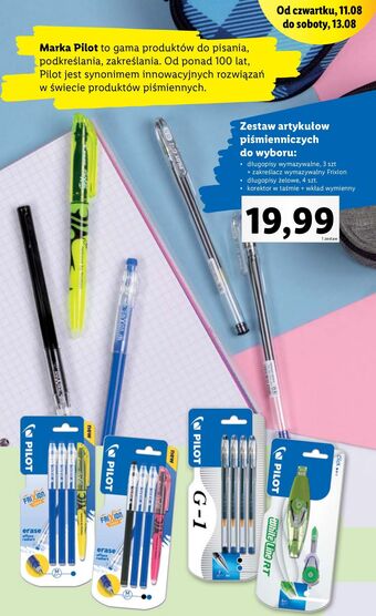 Lidl Długopisy wymazywalne + zakreślacz wymazywalny pilot frixion oferta